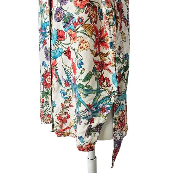 Neiman Marcus Womens 100% Linen Button Front Shirt, Floral, Tropical, Size XL - Picture 3 of 10